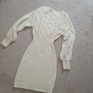 Lulu's Cream Cable Knit Dress